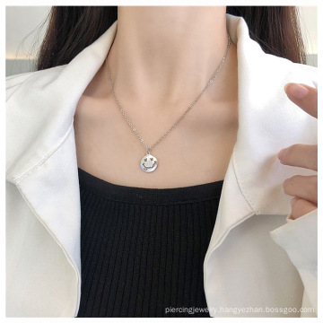 18k Gold Plated Irregular Smiley Face Pendant Stainless Steel Necklace Women Custom Necklace